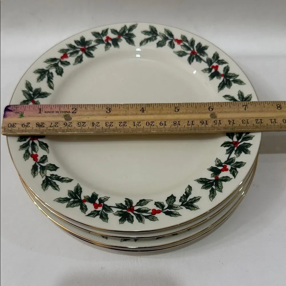 Formalities Baum Bros Holly Collection Festive Design 4 Salad Dessert Plates